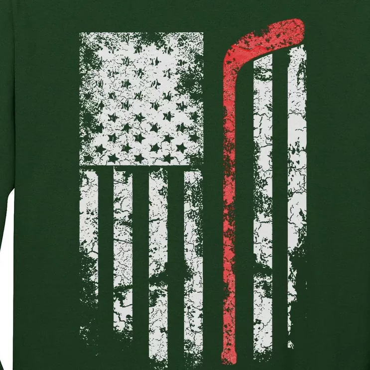 American Flag Hockey Team Gift Hockey Dad Mom Tall Long Sleeve T-Shirt