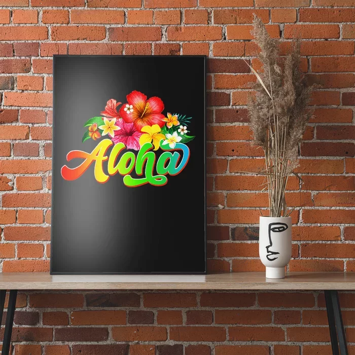 Aloha Flowers Hawaiian Funny Hawaii Beach Luau Party Poster