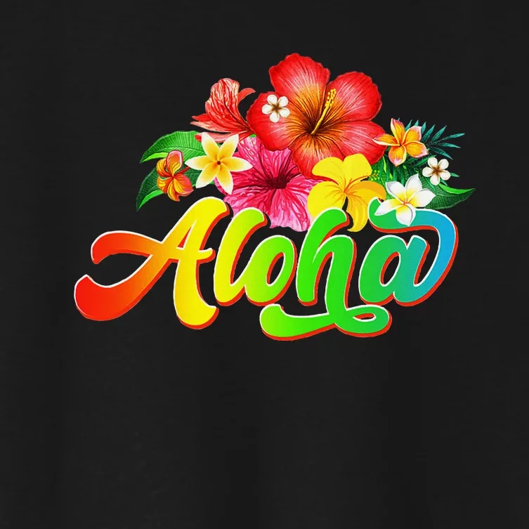 Aloha Flowers Hawaiian Funny Hawaii Beach Luau Party Women's Crop Top Tee