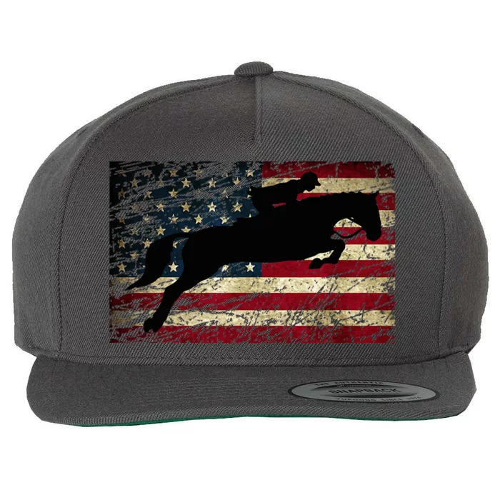 American Flag Horse Riding Show Jumping Wool Snapback Cap