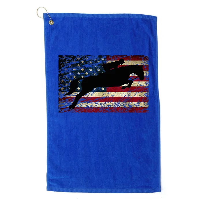 American Flag Horse Riding Show Jumping Platinum Collection Golf Towel