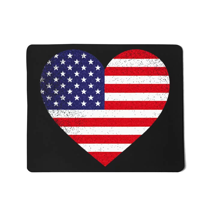 American Flag Heart 4th Of July USA Love Patriotic Pride Mousepad