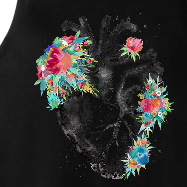 Anatomical Flower Heart Ladies Tri-Blend Wicking Tank