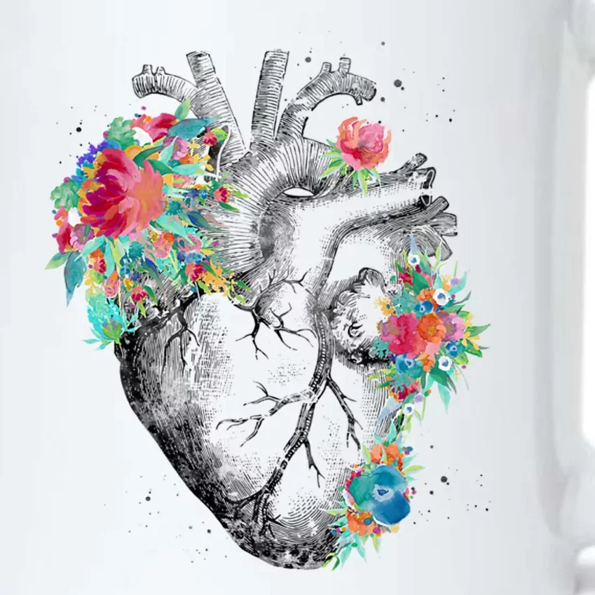 Anatomical Flower Heart Black Color Changing Mug