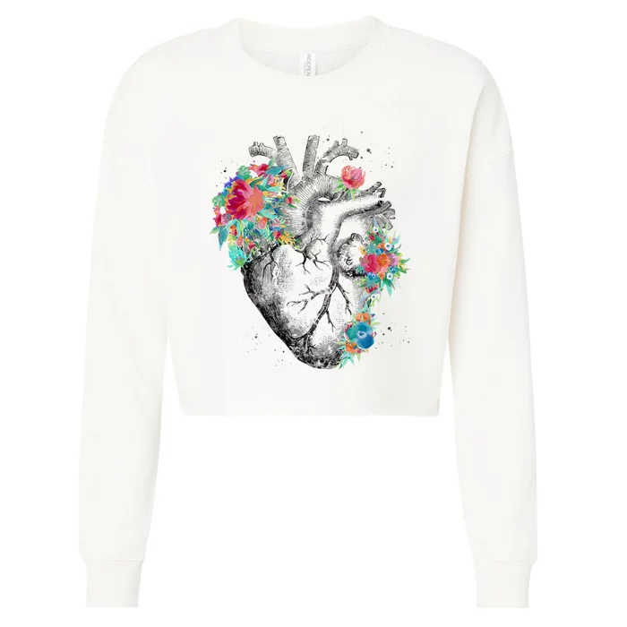 Anatomical Flower Heart Cropped Pullover Crew