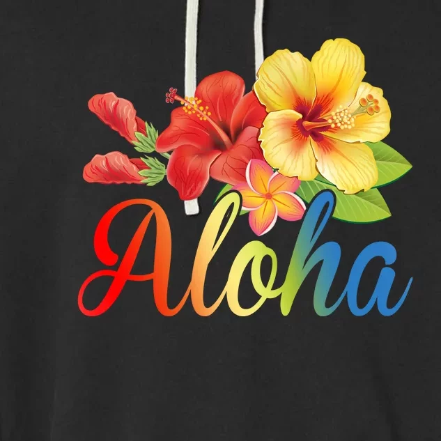 Aloha Floral Hawaiian Tropical Garment-Dyed Fleece Hoodie