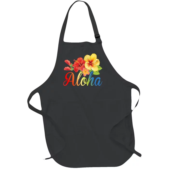 Aloha Floral Hawaiian Tropical Full-Length Apron With Pocket