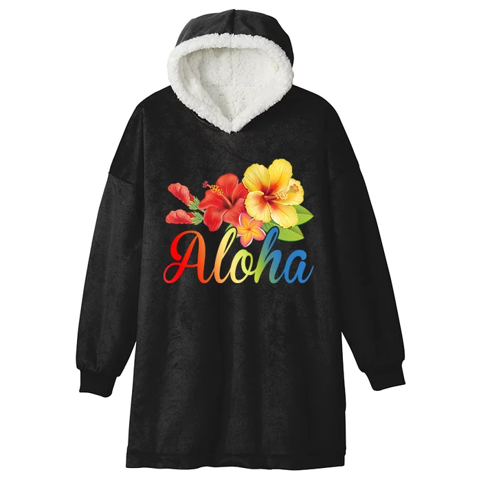 Aloha Floral Hawaiian Tropical Hooded Wearable Blanket