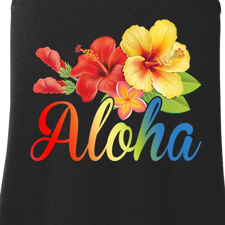 Aloha Floral Hawaiian Tropical Ladies Essential Tank