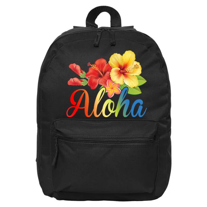 Aloha Floral Hawaiian Tropical 16 in Basic Backpack