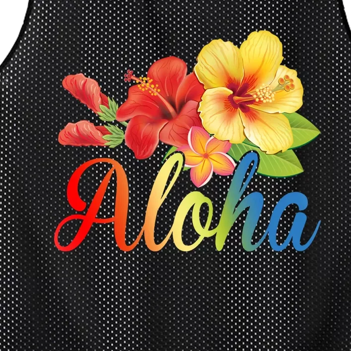 Aloha Floral Hawaiian Tropical Mesh Reversible Basketball Jersey Tank