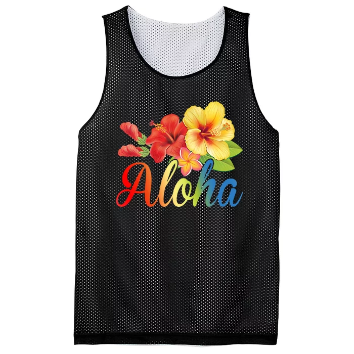 Aloha Floral Hawaiian Tropical Mesh Reversible Basketball Jersey Tank