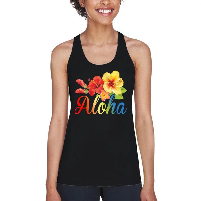 Aloha Floral Hawaiian Tropical Women's Racerback Tank