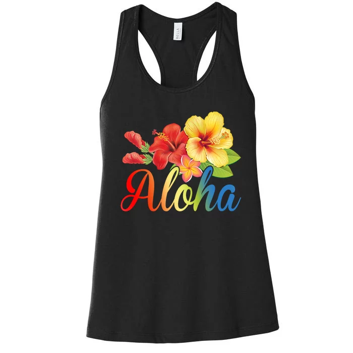 Aloha Floral Hawaiian Tropical Women's Racerback Tank