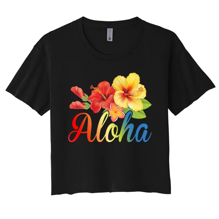 Aloha Floral Hawaiian Tropical Women's Crop Top Tee