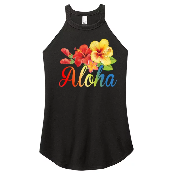 Aloha Floral Hawaiian Tropical Women’s Perfect Tri Rocker Tank