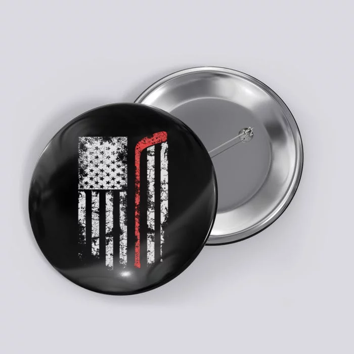 American Flag Hockey Team Gift Hockey Dad Mom Button