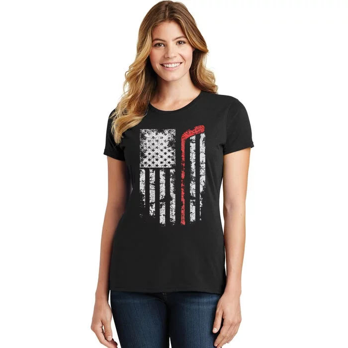 American Flag Hockey Team Gift Hockey Dad Mom Women's T-Shirt