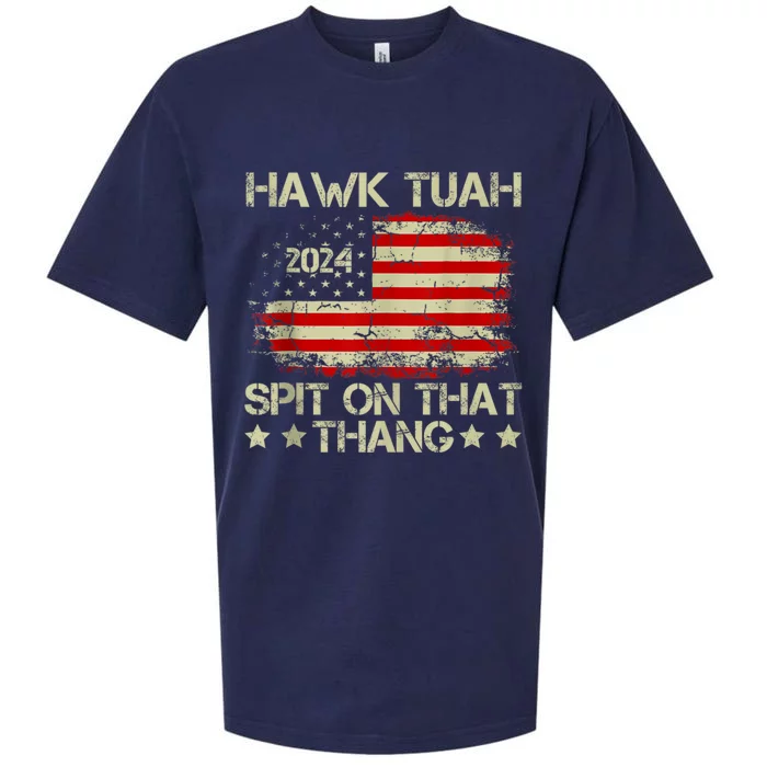 American Flag Hawk Tuah 24 Spit On That Thang Sueded Cloud Jersey T-Shirt