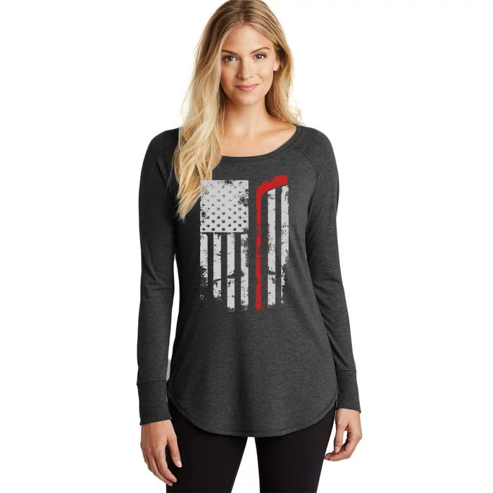 American Flag Hockey Team Gift Hockey Dad Mom Women's Perfect Tri Tunic Long Sleeve Shirt