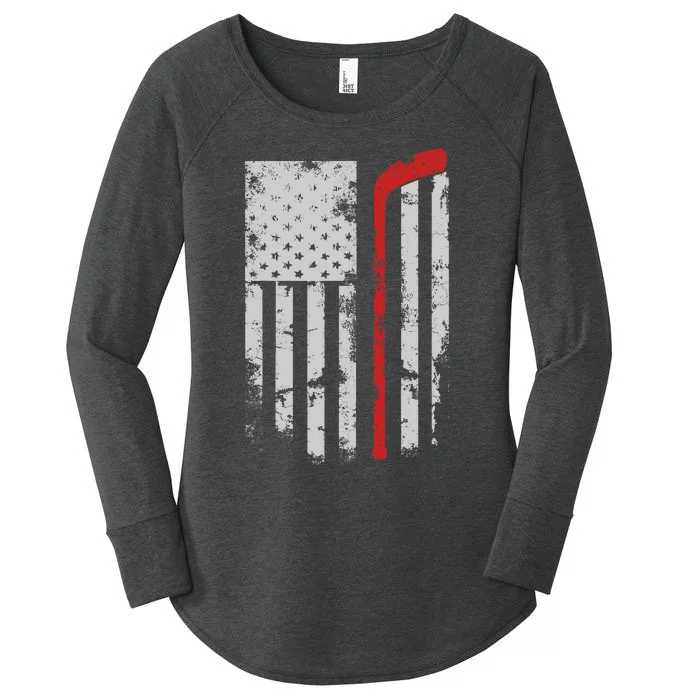 American Flag Hockey Team Gift Hockey Dad Mom Women's Perfect Tri Tunic Long Sleeve Shirt