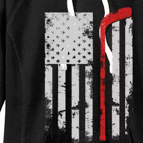 American Flag Hockey Team Gift Hockey Dad Mom Women's Fleece Hoodie