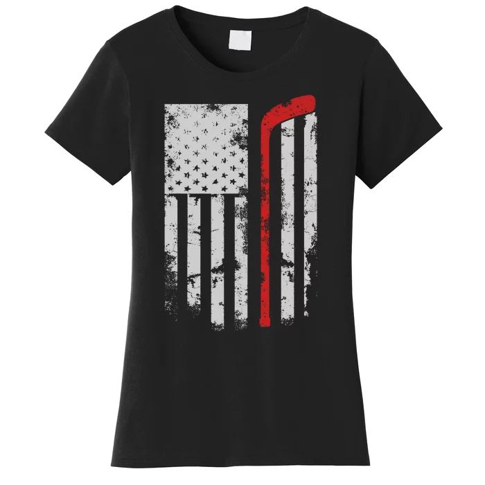 American Flag Hockey Team Gift Hockey Dad Mom Women's T-Shirt