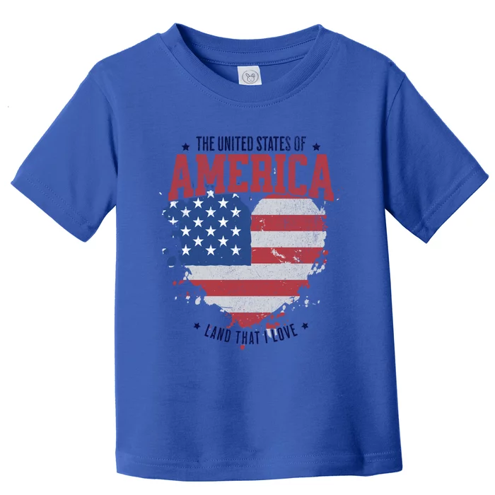 American Flag Heart 4th Of July Usa Land That I Love Meaningful Gift Toddler T-Shirt