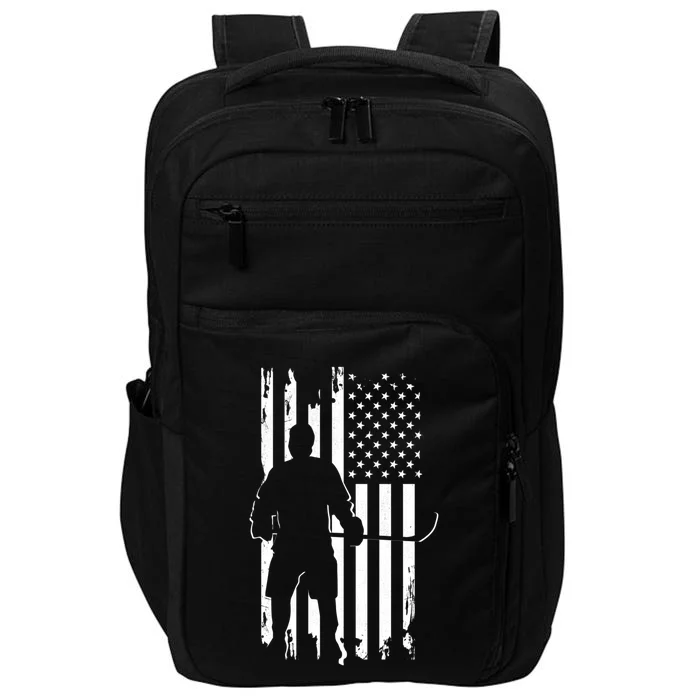 American Flag Hockey Apparel Gift Hockey Gift Impact Tech Backpack