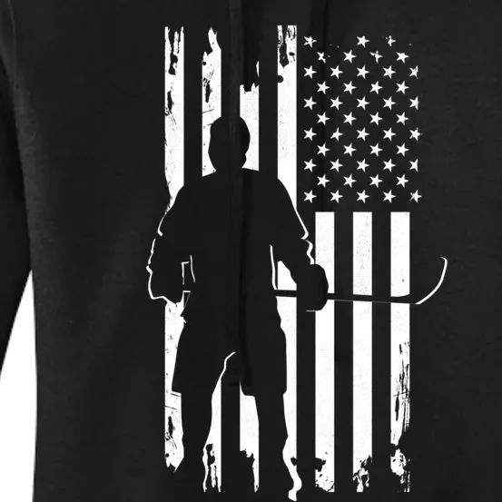 American Flag Hockey Apparel Gift Hockey Gift Women's Pullover Hoodie