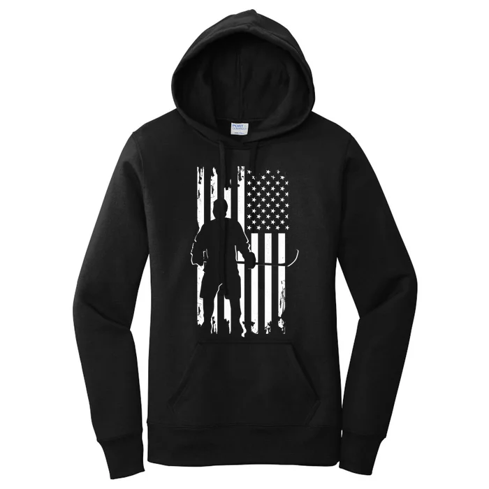 American Flag Hockey Apparel Gift Hockey Gift Women's Pullover Hoodie