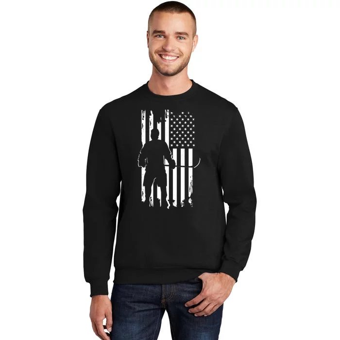 American Flag Hockey Apparel Gift Hockey Gift Tall Sweatshirt