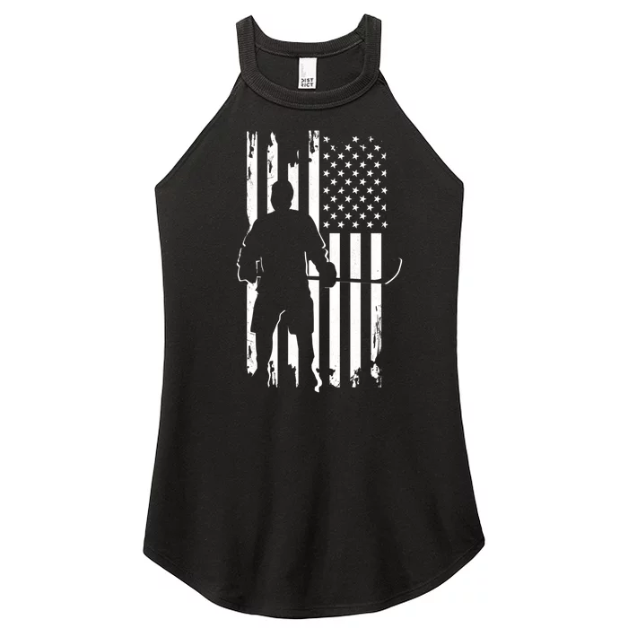 American Flag Hockey Apparel Gift Hockey Gift Women’s Perfect Tri Rocker Tank