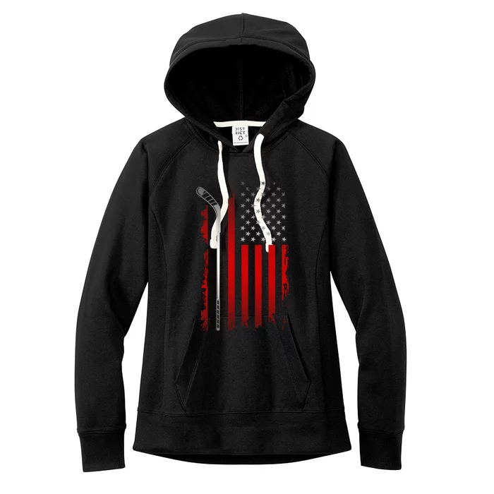 American Flag Hockey Apparel Gift Hockey Funny Gift Women's Fleece Hoodie