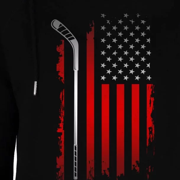 American Flag Hockey Apparel Gift Hockey Funny Gift Womens Funnel Neck Pullover Hood