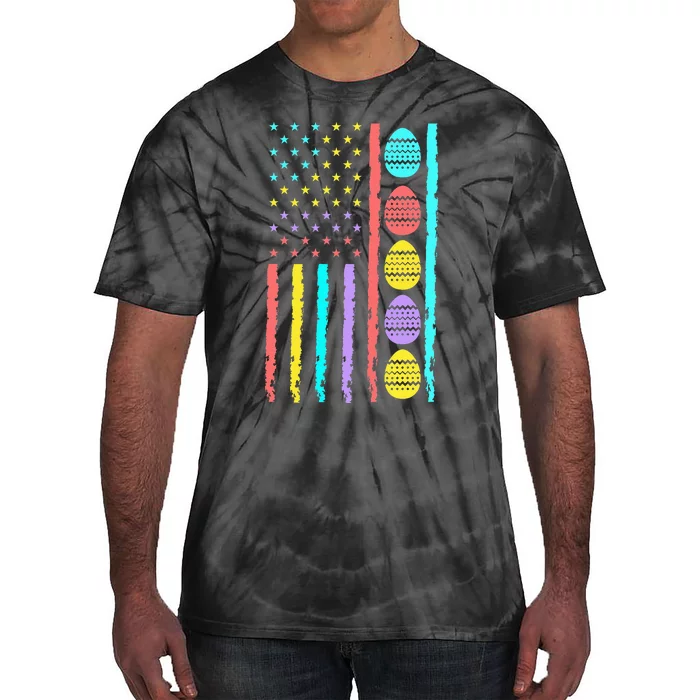 American Flag Happy Easter Egg Hunting Patriotic Easter Day Tie-Dye T-Shirt