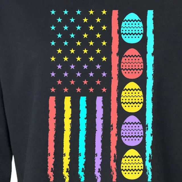 American Flag Happy Easter Egg Hunting Patriotic Easter Day Cropped Pullover Crew