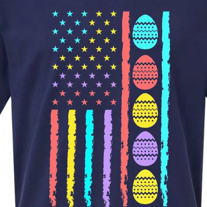 American Flag Happy Easter Egg Hunting Patriotic Easter Day Sueded Cloud Jersey T-Shirt