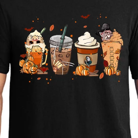 Autumn Fall Horror Latte Coffee Cups Ghost Halloween Gift Pajama Set