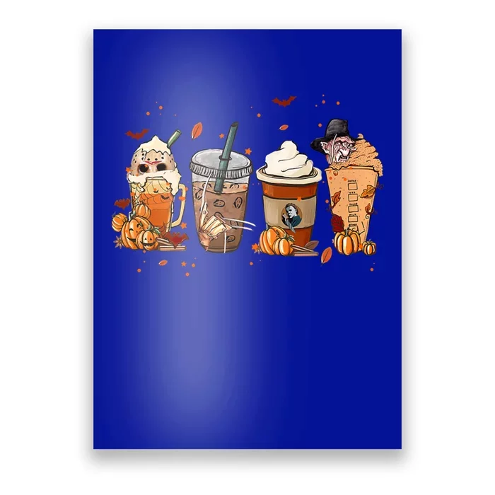 Autumn Fall Horror Latte Coffee Cups Ghost Halloween Gift Poster