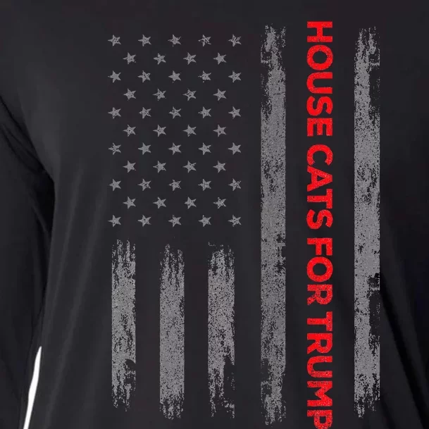 American Flag House Cats For Trump 2024 Trump Cats Cooling Performance Long Sleeve Crew