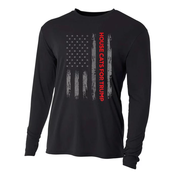 American Flag House Cats For Trump 2024 Trump Cats Cooling Performance Long Sleeve Crew