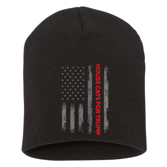 American Flag House Cats For Trump 2024 Trump Cats Short Acrylic Beanie