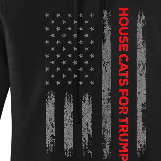 American Flag House Cats For Trump 2024 Trump Cats Women's Pullover Hoodie