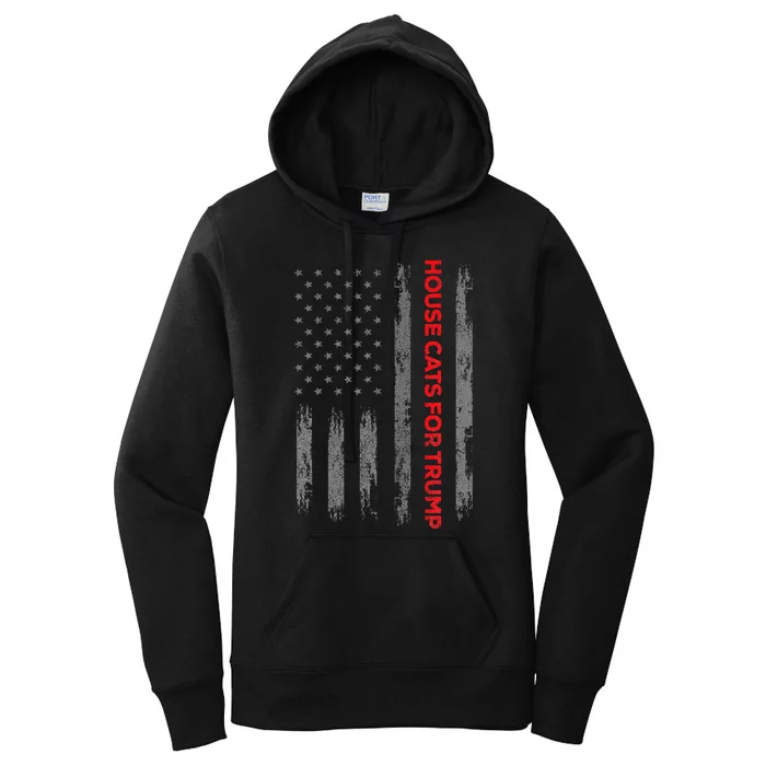 American Flag House Cats For Trump 2024 Trump Cats Women's Pullover Hoodie