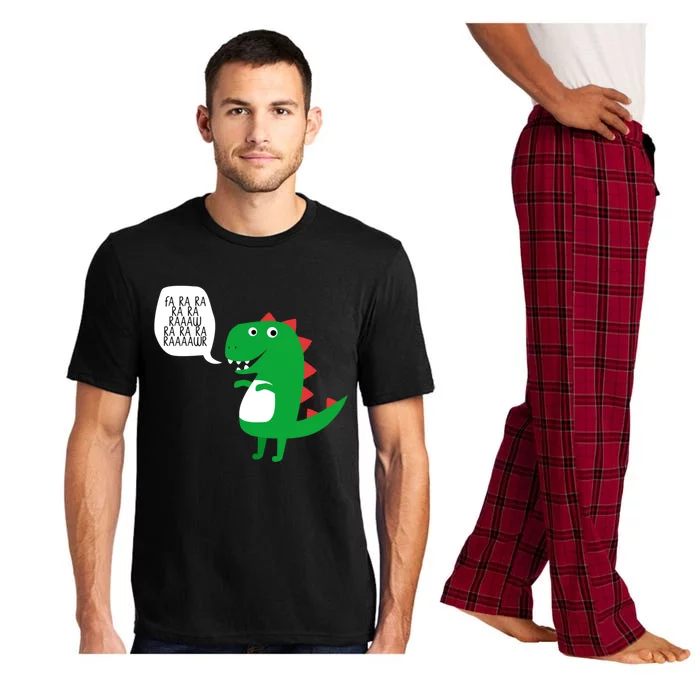 Adults Funny Holiday Gift Christmas Dinosaur Fa Ra Ra Raaawr Gift Pajama Set