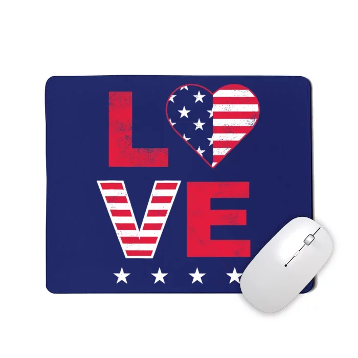 American Flag Heart Red White Blue Cute 4th of July Top Mousepad