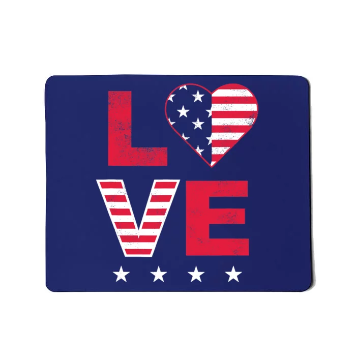 American Flag Heart Red White Blue Cute 4th of July Top Mousepad