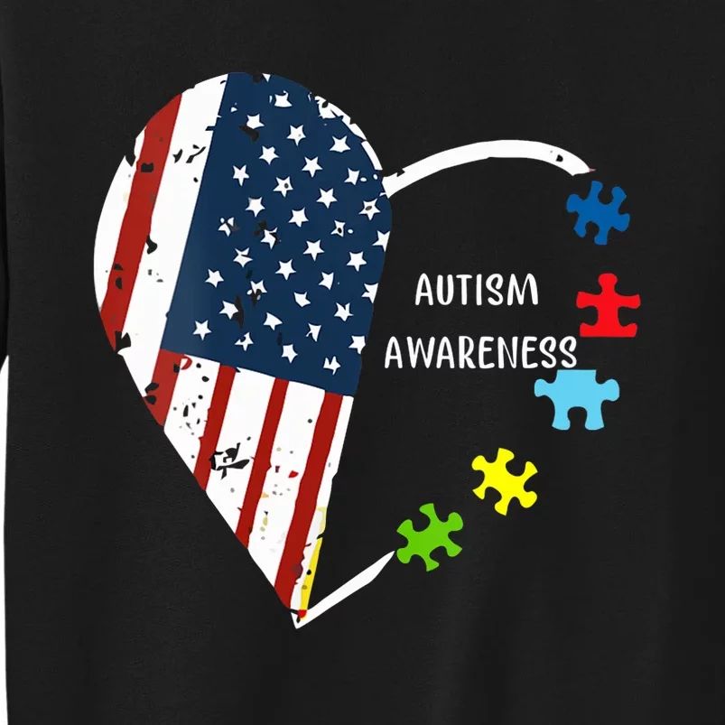 American Flag Heart Autism Awareness Sweatshirt