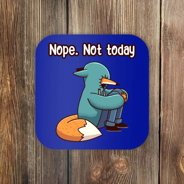 A Funny Hiding Fox Nope Not Today Gift Coaster